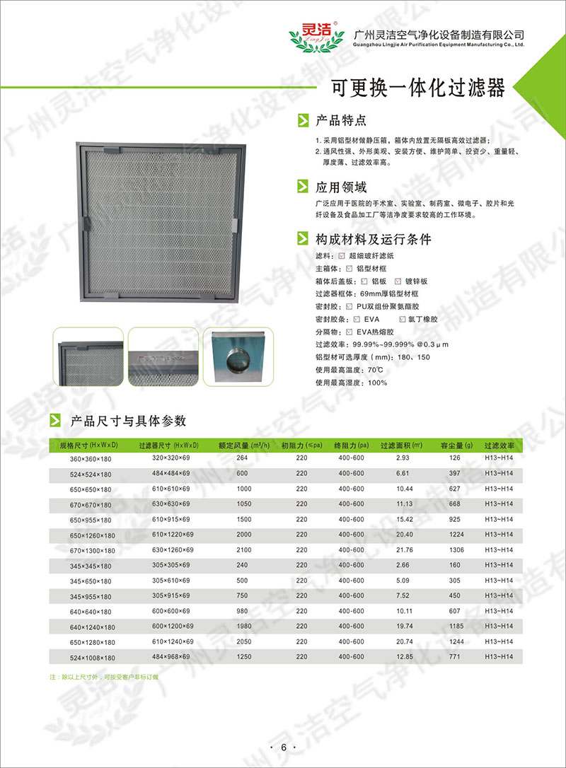 可更換一體化高效過濾器 可更換一體化高效(xiào)過濾器